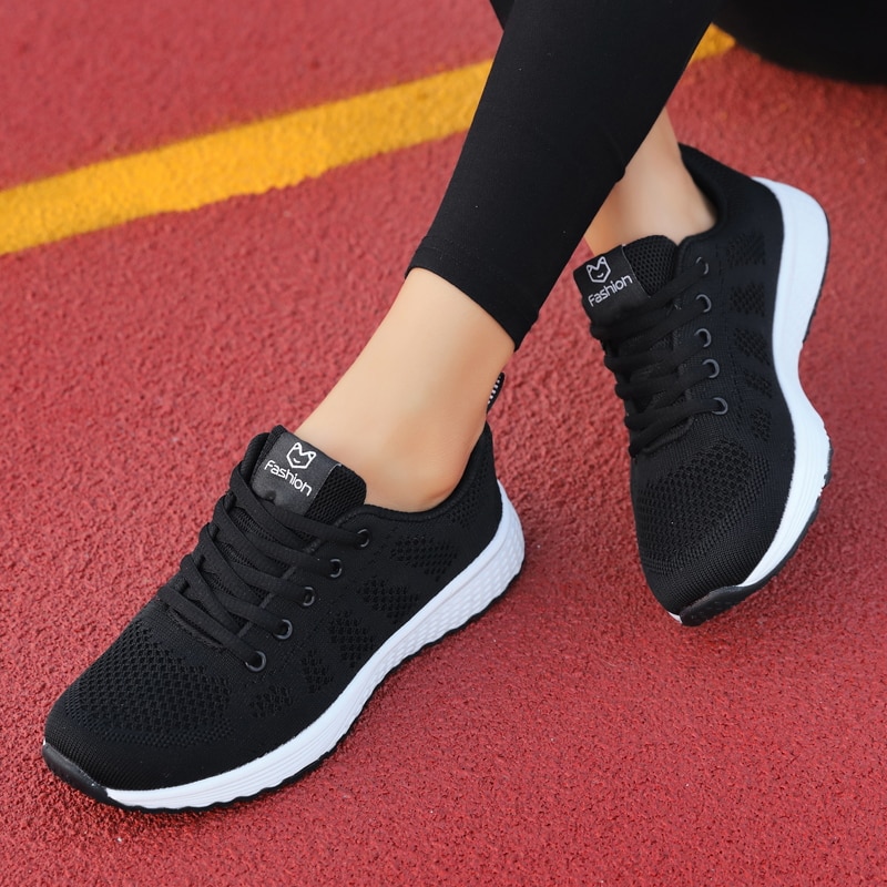 Women Casual Shoes Fashion Breathable Walking Mesh Lace Up