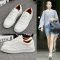 Fashion White Split Leather Women Chunky Sneakers White Shoes Lace Up Tenis Feminino Zapatos De Mujer Platform Women Casual Shoe