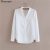Foxmertor 100% Cotton Shirt High Quality Women Blouse Autumn Long Sleeve Solid White Shirts Slim Female Casual Ladies Tops #05