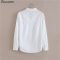 Foxmertor 100% Cotton Shirt High Quality Women Blouse Autumn Long Sleeve Solid White Shirts Slim Female Casual Ladies Tops #05